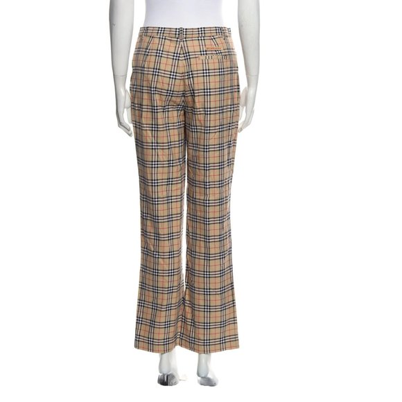 BURBERRY Plaid Print Wide Leg Pants Size: M - Picture 4 of 8